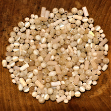 Load image into Gallery viewer, Tube, Round, Oval, Mix, India, Worldwide Beads, Glass, Ivory, Beige, White, Cat’s Eye,