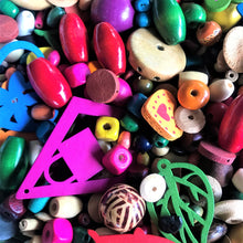 Load image into Gallery viewer, Beads, Wood, Red, Yellow, Green, Brown, Blue, Tan, Natural, Orange, Pink, Black, Purple, White, Asian, Cubes, Rounds, Hearts, Cylinders, Ovals, Tubes, Tiles, Tabular, Rustic, Ethnic, Jewellery, Multi-Coloured, Necklaces, Bracelets, Earrings, Bead Curtains, Suncatchers, Repairs, Macramé, Art Projects, Teaching, Counting, Taiwan, Jewellery-Making, Bamboo, Hand-Painted,