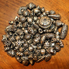Load image into Gallery viewer, White, Metal, Rounds, Ovals, Lightweight, Jewellery, India, Hollow, Cubes, Collection, Bicones, Beads, Antique, Silver