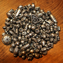 Load image into Gallery viewer, White, Metal, Rounds, Ovals, Metal, Lightweight, Jewellery, India, Cubes, Collection, Centre-Drill, Bicones, Beads, Antique, Silver, 400, grams