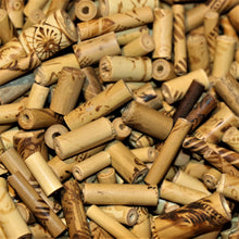 Load image into Gallery viewer, Bamboo, Java, Indonesia, Beads, Tubes, Cylinders, Beige, 400, Jewellery Making, Collection,  Mix, Wooden, Collection, Art, Projects, Necklaces, Bracelets, Statement Jewellery, Earrings, Jewellery, Suncatchers, Bead Curtains,
