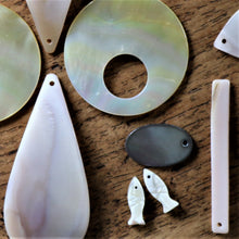 Load image into Gallery viewer, Pendant, Voodoo, Pau, Abalone, Mother of Pearl, Pink, White, Black, Pearl Shell, Shell, Eyebrows, Collection, Curtains, Suncatchers, Hearts, Drops, Dog Tags, Name Tags, Donuts, Yokes, Shards, Machetes, Fish, Birds, Jewellery, West Australia, Necklaces, Bracelets, Earrings, One-Of-A-Kind, Mix, Scissors, Pink Mother of Pearl,