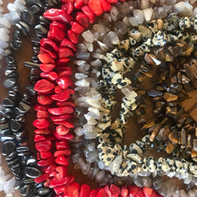 Load image into Gallery viewer, Mediterranean, Mexico, Blue lace Agate, Brown, Tiger Eye, Madagascar, Dalmatian Jasper, Brazil, Semi-Precious, Stones, Strands, Chipstones, Chip Stones, Chips, Earrings, Necklaces, Clusters, Anklets, Bracelet, Gemstone, Worldwide, Jewellery, Spiritual, Healing, Multicoloured, Collection,