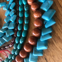 Load image into Gallery viewer, Reconstituted Turquoise, Himalayas, Stone Beads, Sunstone, Black, Goldstone, Jewellery, Necklaces, Bracelets, Earrings, Semi-Precious Stones, Beads, Turquoise Stone Beads, Round Stone Beads, Assorted Semi-Precious Stone Beads, European, Garnet, Sri Lanka,