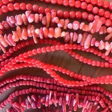 Load image into Gallery viewer, Pink, Orange, Red, Strand, Coral, Coral Shards, Necklace, Bracelet, Earrings, Beads, Pendants, Shards, Collection, Bamboo, Shards, Ocean, Natural, Worldwide, Seaside, Afghan, Collectible,