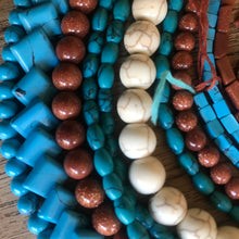 Load image into Gallery viewer, Reconstituted Turquoise, Onyx, Algeria, Himalayas, Stone Beads, Sunstone, Black, Goldstone, Sri-Lanka, Jewellery, Necklaces, Bracelets, Earrings, Semi-Precious Stones, Beads, Canada, Turquoise Stone Beads, Round Stone Beads, Assorted Semi-Precious Stone Beads, European,