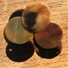 Load image into Gallery viewer, Brown Mother of Pearl, Jewellery-Making, Two-Hole Tiles, Love Hearts, Donuts, West Australia, Key Rings, West Australian, Rings, Plates, Name Tags, Axe Heads, Machetes, Hearts, Yokes, Drops, Tears, Tiles, Ovals, Shields, Shards, Claws, Shields, Vee Sticks, Clothes Pegs, Matchsticks, Buttons, Teardrops, Mother of Pearl Shell, White, Gold, Pink, Brown, Black, Green, Abalone, Green Abalone, Trochus, Cowrie Shell, Green Lip Mussel, Pink Lip Mussel, Paua Shell, Necklace, Earrings, Black Abalone,