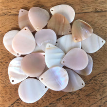 Load image into Gallery viewer, Pink Mother of Pearl, Jewellery-Making, Raindrops, Donuts, West Australia, Key Rings, West Australian, Rings, Plates, Name Tags, Axe Heads, Machetes, Love Hearts, Yokes, Drops, Tears, Tiles, Ovals, Shields, Shards, Claws, Shields, Vee Sticks, Clothes Pegs, Matchsticks, Buttons, Teardrops, Mother of Pearl Shell, White, Gold, Pink, Brown, Black, Green, Abalone, Green Abalone, Trochus, Cowrie Shell, Green Lip Mussel, Pink Lip Mussel, Paua Shell, Necklace, Earrings, Black Abalone,