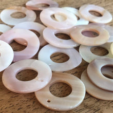 Load image into Gallery viewer, Pink Mother of Pearl, Jewellery-Making, Donuts, West Australia, Key Rings, West Australian, Rings, Plates, Name Tags, Axe Heads, Machetes, Love Hearts, Yokes, Drops, Tears, Tiles, Ovals, Shields, Shards, Claws, Shields, Vee Sticks, Clothes Pegs, Matchsticks, Buttons, Teardrops, Raindrops, Mother of Pearl Shell, White, Gold, Pink, Brown, Black, Green, Abalone, Green Abalone, Trochus, Cowrie Shell, Green Lip Mussel, Pink Lip Mussel, Paua Shell, Necklace, Earrings, Black Abalone,