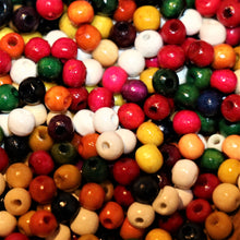 Load image into Gallery viewer, Red, Yellow, Green, Brown, Blue, Tan, Natural, Orange, Pink, Black, Purple, White, Wood, Taiwan, Mix, Macramé, Large, Hole, Jewellery Making,  Hair, Dread Locks, Coloured, Collection, Art, Projects, 4mm, Necklaces, Bracelets, Statement Jewellery, Earrings, Jewellery, Suncatchers, Bead Curtains, Macrame, Mix,
