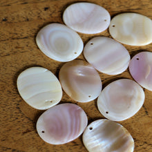 Load image into Gallery viewer, Pink MOP, Dog Tags, Plates, Name Tags, Axe Heads, Machetes, Love Hearts, Yokes, Drops, Tears, Tiles, Ovals, Shields, Donuts, Shards, Claws, Shields, Buttons, Teardrops, Raindrops, Mother of Pearl Shell, MOP, White, Gold, Pink, Brown, Black, Green, Rain, Abalone, Green Abalone, Trochus, Cowrie Shell, Green Lip Mussel, Pink Lip Mussel, Pau Shell, Necklace, Earrings, Jewellery, West Australia, Black Abalone, Beader, Artisans, Jewellery-Making, Key Rings, Beads,