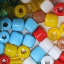 Load image into Gallery viewer, Beige, Yellow, Green, Red, Blue, Brown, White, Black, Glass, India, Indian, Varanasi, Jewellery, Bracelet, Necklace, Earrings, Bead Curtain, Suncatcher, 9mm, Opaque, Glazed, Transparent, 6mm, Collection, Mix,