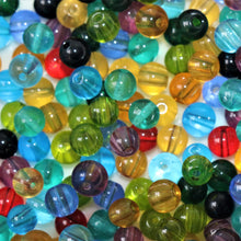 Load image into Gallery viewer, Mix, Jewellery Making Supplies, Jewellery, Indian, Varanasi, Beads, Frosted, Multicoloured, Collection, Art, Projects, 6mm, Suncatchers, Bead Curtains, Necklaces, Bracelets, Earrings, Topaz, Green, Red, Lime, Black, Blue, Aqua, Purple, Yellow Fire Polished, Tiffany-Style,