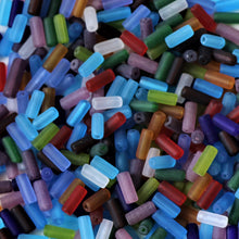 Load image into Gallery viewer, Mix, Jewellery Making Supplies, Jewellery, Indian, Varanasi, Cylinder, Beads, Glass, Multicoloured, Collection, Art Projects, 10mm, Suncatchers, Bead Curtains, Necklaces, Bracelets, Earrings, Anklets, Navy, Red, Purple, Orange, Topaz, Emerald, Clear, Black, Green, Amethyst, Lilac, Lime, Frosted, Tiffany-Style, Tube,