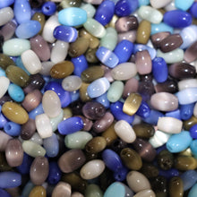 Load image into Gallery viewer, Oval, Mix, Indian, India, Green, Worldwide, Glazed, Glass, Collection, Cat’s Eye, Blue, Beads, Aqua