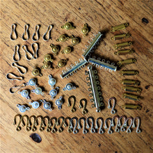 Load image into Gallery viewer, 64, Slide Lock Clasp, Button Clasp, Greek Latch, Popper Clasps, Flat Sleeve Clasps, Fishhook Clasp, Jewellery-Making, Gold, Silver, Nickel, Clasp, Collection, Findings, Brass, Necklace, Bracelet, Anklet, Metal, Jewellery
