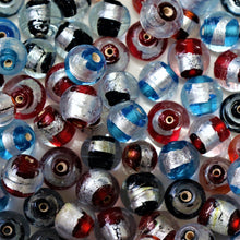 Load image into Gallery viewer, Silver Foil, Red, Blue, Silver, Glass, Clear, Round, Indian, Jewellery, Suncatchers, Bead Curtains, Earrings, Necklaces, Bracelets, Assorted, Multicolour, Collection, Beads,