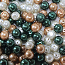 Load image into Gallery viewer, White, Green, Gold, Statement, Necklace, Bracelet, Earrings, Anklet, Jewellery, Glass, Pearls, China, Collection, Jewellery-Making, Peacock, 10mm,