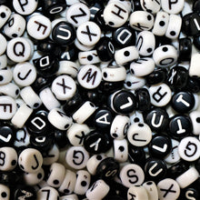 Load image into Gallery viewer, Black, White, Plastic, Alphabet, Bracelets, Necklaces, Bead Curtains, Suncatchers, Beads, China, Mix, Collection, 8mm, Name Tags, Youngsters,