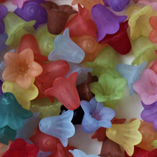 Load image into Gallery viewer, Purple, Pink, Siam, Red, Blue, Topaz, Teal, Yellow, Plastic, Flowers, Five-Petal, Frosted, Bracelets, Necklaces, Bead Curtains, Suncatchers, Beads, China, Mix, Collection, 12mm, 16mm, Multicoloured,