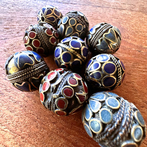 Turkoman Beads, Afghanistan, Turkmenistan, Brass, Turkoman,  Imperfections, Jewellery, Global Beads, Enamel, Semi-Precious, Collection, Mix, Tigertail, Craftline, Leather, Jasper, Malachite, Lapis Lazuli, Turquoise,  Necklace, Earrings, Ethnic, Tribal, Statement Jewellery, Top-Drill, Hole, Afghan, Middle Eastern, Enamel, Inlaid, Bracelet, Anklet, Filigree, Wire, Wrapping, Rustic,