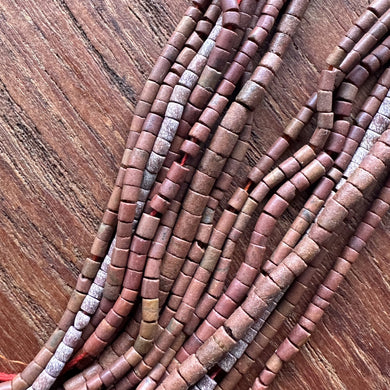 Afghanistan, Jasper, India, Iron Oxide, Semi-Precious, Ethnic-Style, Tribal, Jewellery, Necklace, Bracelet, Earrings, Nomadic, Unpolished, Cylinder Tubes, Rare,