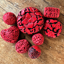 Load image into Gallery viewer, Cinnabar, Boho, Vintage, Beads, Black, Turquoise, Silver, Necklace, Crystal,  Key Ring, Jewellery-Making, Jewellery, Collection, Carved, Beader, Wear-Anytime, Chinese, Siam-Red, Blood-Red, Mineral, Pigment, Romans, Chinese, Powder, Cinnabar Pigment, Pottery Glaze, Cosmetic, Lipstick, Mercury, Toxicity, Dangerous, Poisonous, Inhale, Premature Death, Lacquer, Wood, Tree Sap, Carved, Molds, Colours, 
