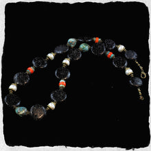 Load image into Gallery viewer, Brass, Beads, Lava Stone, Rose Dakin, Unique, Hand-Crafted, Afghanistan, Papua New Guinea, Nepal, Africa, Europe, India, Jewellery, Hubei, Wearable Art, Margaret River, World, Canadian Indian Heritage, Broome, Ocean Jasper, Lapis Lazuli, Malachite, Turquoise, Coral, Pearl Shell, Bone, Wood, Metal, Ethnic, Tribal, Statement, Western Australia,
