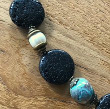 Load image into Gallery viewer, Brass, Beads, Lava Stone, Rose Dakin, Unique, Hand-Crafted, Afghanistan, Papua New Guinea, Nepal, Africa, Europe, India, Jewellery, Hubei, Wearable Art, Margaret River, World, Canadian Indian Heritage, Broome, Ocean Jasper, Lapis Lazuli, Malachite, Turquoise, Coral, Pearl Shell, Bone, Wood, Metal, Ethnic, Tribal, Statement, Western Australia,

