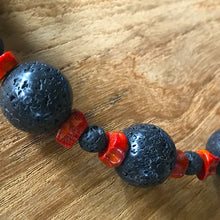 Load image into Gallery viewer, Oxidised, Antique Silver, Beads, Lava Stone, Knuckle Sponge Coral, Rose Dakin, Unique, Hand-Crafted, Afghanistan, Papua New Guinea, Nepal, Africa, Europe, India, Jewellery, Wearable Art, Margaret River, World, Canadian Indian Heritage, Broome, Lapis Lazuli, Malachite, Turquoise, Coral, Pearl Shell, Bone, Wood, Metal, Ethnic, Tribal, Statement, Western Australia
