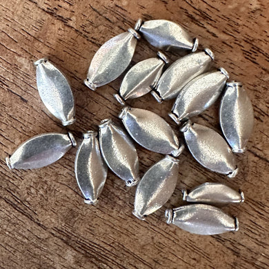 Sterling Silver, India, 925, Flat Oval Water Sacks, Metal, Beads, Ovals, Silver, Dangle, Charms, Pendants, Crafted, Silversmiths, Jewellery, Indian, Ethnic, Tribal, Bracelets, Earrings, Necklaces, Copper, Zinc, Nickel, Statement Jewellery,