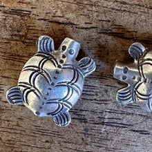 Load image into Gallery viewer, Silver, HillTribe, Turtles, Pure Silver, Hill Tribe, Thailand, Karen HillTribe, Beads, Metal, Charms, Hammered, Pendants, 99.9%, Vietnam, Chasing, Hammer, Traditional Tools, Hand-Crafted, Artisans, Chasing Hammer, Silversmith, Ethnic, Jewellery, Earrings, Beaders, Bracelet, Necklace, Anklet, Tribal, Statement,
