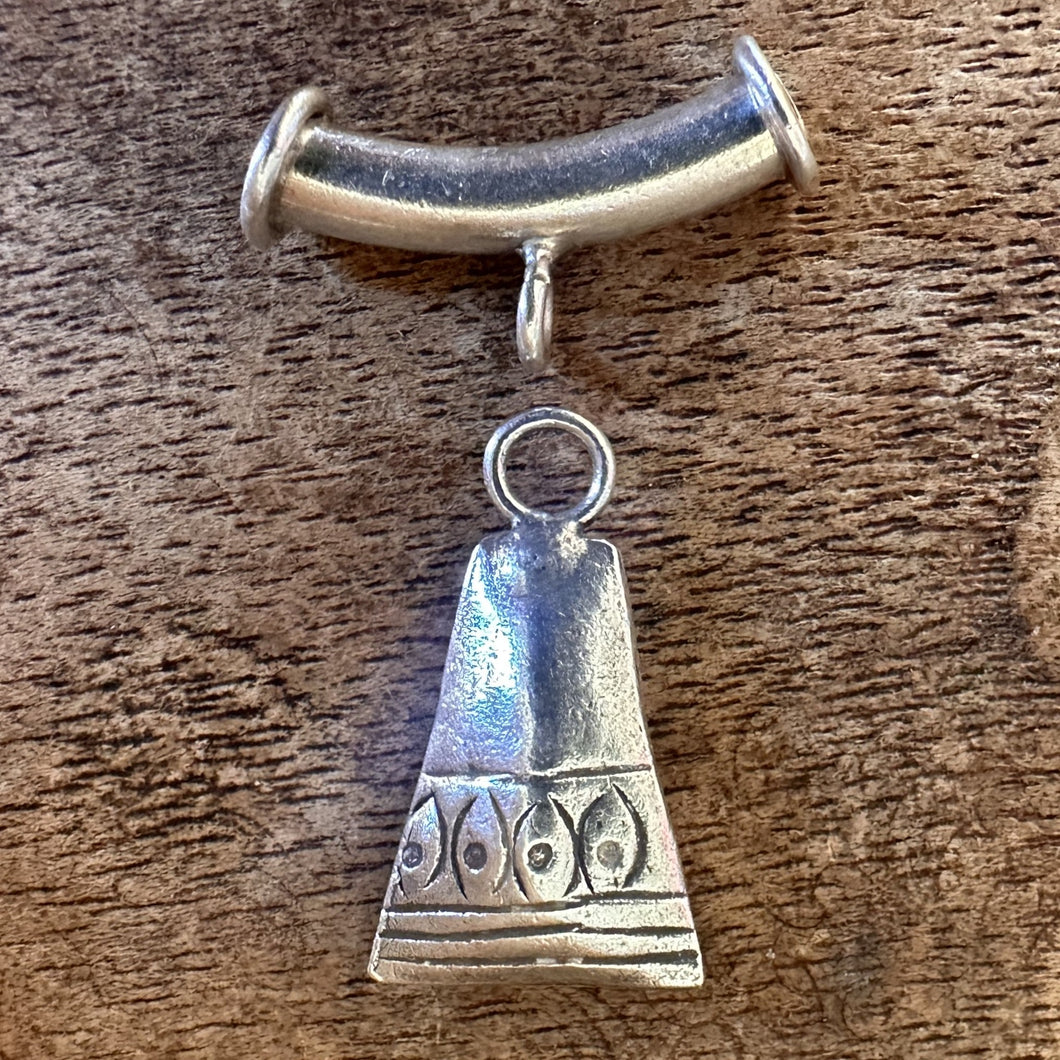 Silver, HillTribe, Bell-Shaped Charm, Pure Silver, Hill Tribe, Curved Noodle Tube, Thailand, Karen HillTribe, Beads, Metal, Charms, Hammered, Pendants, 99.9%, Vietnam, Chasing, Hammer, Traditional Tools, Hand-Crafted, Artisans, Chasing Hammer, Silversmith, Ethnic, Jewellery, Earrings, Beaders, Bracelet, Necklace, Anklet, Tribal,