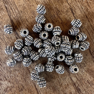 Sterling Silver, India, 925, Coiled Bali-Style Barrels, Metal, Beads, Silver, Spacers, Dangle, Charms, Pendants, Crafted, Silversmiths, Jewellery, Indian, Ethnic, Tribal, Bracelets, Earrings, Necklaces, Copper, Zinc, Nickel, 