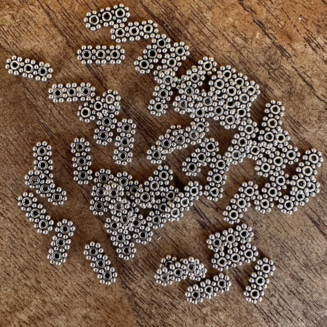 50pcs – Antique-Style 925 Sterling 3-Strand Daisy Spacer Bars [SSIN-113]