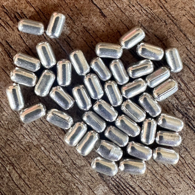 Sterling Silver, India, 925, Pill Capsule Beads, 5mm, Multi-Strand, Metal, Beads, Silver, Dangle, Charms, Pendants, Crafted, Silversmiths, Jewellery, Indian, Ethnic, Tribal, Bracelets, Earrings, Necklaces, Copper, Zinc, Nickel,