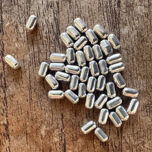 Sterling Silver, India, 925, Pill Capsule Beads, 5mm, Multi-Strand, Metal, Beads, Silver, Dangle, Charms, Pendants, Crafted, Silversmiths, Jewellery, Indian, Ethnic, Tribal, Bracelets, Earrings, Necklaces, Copper, Zinc, Nickel,