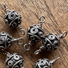 Load image into Gallery viewer, Sterling Silver, India, 925, Bali-Style Beads, Metal, Beads, Coiled, Silver, Dangle, Charms, Pendants, Crafted, Silversmiths, Jewellery, Indian, Ethnic, Tribal, Bracelets, Earrings, Necklaces, Copper, Zinc, Nickel, Statement Jewellery, 
