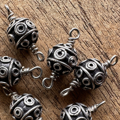 Sterling Silver, India, 925, Bali-Style Beads, Metal, Beads, Coiled, Silver, Dangle, Charms, Pendants, Crafted, Silversmiths, Jewellery, Indian, Ethnic, Tribal, Bracelets, Earrings, Necklaces, Copper, Zinc, Nickel, Statement Jewellery, 