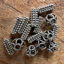 Load image into Gallery viewer, Sterling Silver, India, 925, Bali-Style Beads, Twisted Rope Beads, Metal, Beads, Cube Cylinders, Silver, Dangle, Charms, Pendants, Crafted, Silversmiths, Jewellery, Indian, Ethnic, Tribal, Bracelets, Earrings, Necklaces, Copper, Zinc, Nickel, 
