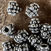 Load image into Gallery viewer, Sterling Silver, India, 925, Barrel Beads, Oval, Bali-Style, Metal, Beads, Silver, Spacers, Dangle, Charms, Pendants, Crafted, Silversmiths, Jewellery, Indian, Ethnic, Tribal, Bracelets, Earrings, Necklaces, Copper, Zinc, Nickel, Statement Jewellery, 
