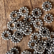 Load image into Gallery viewer, Sterling Silver, India, 925, Metal, Antique-Style, Beads, Daisy Spacer Beads, Silver, Spacers, Bali-Style, Dangle, Charms, Pendants, Crafted, Silversmiths, Jewellery, Indian, Ethnic, Tribal, Bracelets, Earrings, Necklaces, Copper, Zinc, Nickel, Statement Jewellery, 
