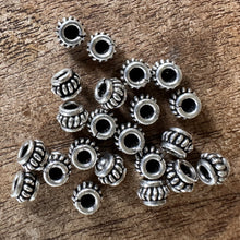 Load image into Gallery viewer, Sterling Silver, India, 925, Acorns, Tyre-Tread, Spacers, Metal, Oval, Beads, Silver, Charms, Pendants, Crafted, Silversmiths, Jewellery, Indian, Ethnic, Tribal, Bracelets, Earrings, Necklaces, Copper, Zinc, Nickel, Statement Jewellery,
