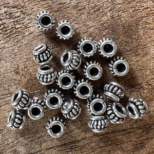 Sterling Silver, India, 925, Acorns, Tyre-Tread, Spacers, Metal, Oval, Beads, Silver, Charms, Pendants, Crafted, Silversmiths, Jewellery, Indian, Ethnic, Tribal, Bracelets, Earrings, Necklaces, Copper, Zinc, Nickel, Statement Jewellery,