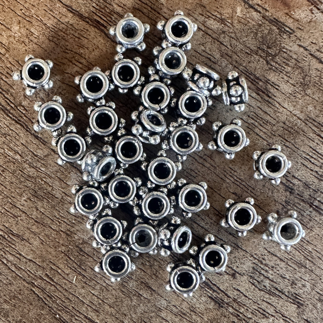 32pcs – Antique-Style 925 Five-Point Bali-Style Sterling Spacers [SSIN-92]