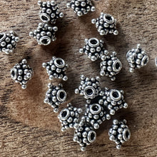 Load image into Gallery viewer, Sterling Silver, India, 925, Metal, Bali-Style Star Daisy Spacers, Beads, Silver, Dangle, Charms, Pendants, Crafted, Silversmiths, Jewellery, Indian, Ethnic, Tribal, Bracelets, Earrings, Necklaces, Copper, Zinc, Nickel, Statement Jewellery, 
