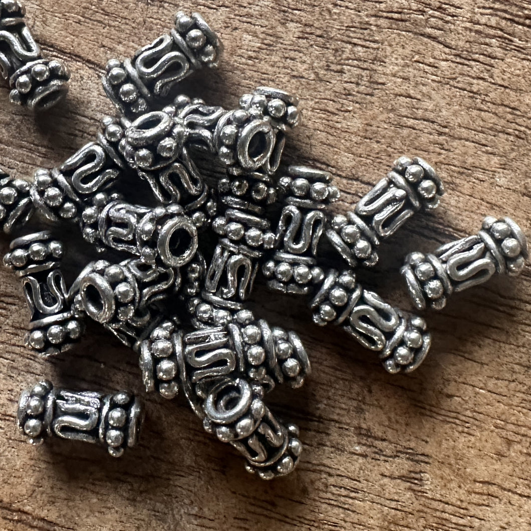 20pcs – Antique-Style 925 Sterling Bali-Style Tube Pipe Beads [SSIN-99]