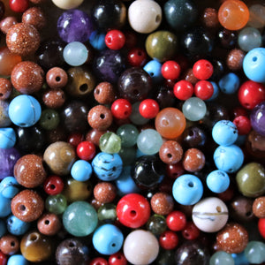 250pcs - 50g - 3-6mm Assorted Semi Precious Stone Beads