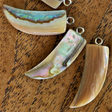 Load image into Gallery viewer, Trochus Shell, Claw Daggers, Dog Tags, Plates, Name Tags, Axe Heads, Machetes, Love Hearts, Yokes, Drops, Tears, Tiles, Ovals, Shields, Donuts, Shards, Claws, Shields, Buttons, Teardrops, Raindrops, Mother of Pearl Shell, MOP, White, Gold, Pink, Brown, Black, Green, Rain, Abalone, Green Abalone, Trochus, Cowrie Shell, Green Lip Mussel, Pink Lip Mussel, Paua Shell, Necklace, Earrings, Jewellery, West Australia, Black Abalone, Beader, Artisans, Jewellery-Making, Key Rings, Beads, Rings, 
