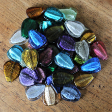 Load image into Gallery viewer, India, Silver Foil, Beads, Statement, Necklace, Collection, Gold Leaf, Sapphire, Copper, Pale Amethyst, Clear, Forest Green, Pale Topaz, Gold Leaf, Ice Green, Lilac, Capri Blue, Jewellery-Making, Chunky, Jewellery, Global Beads, Glass, Large Hole, Centre-Drill, Flat Gourds, Bead Curtain, Mix, Tigertail, Leather, Fishing Line, Blackberry, Gourds, Beader, 
